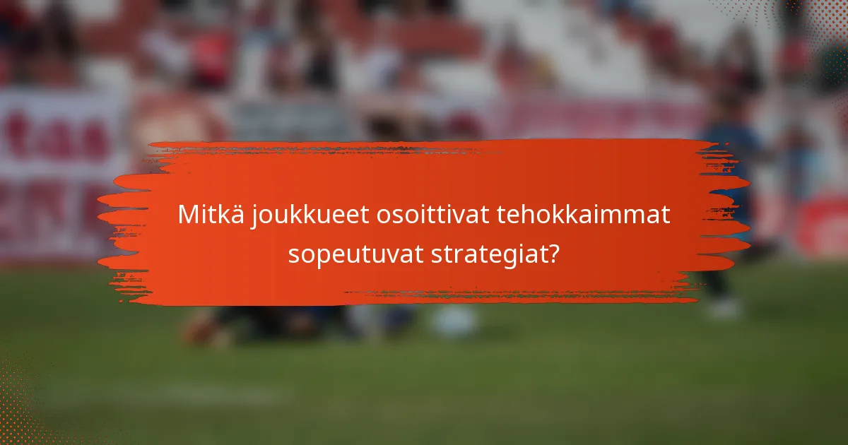 Mitkä joukkueet osoittivat tehokkaimmat sopeutuvat strategiat?